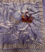 lavender color diamond work space silk blend saree