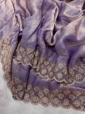 lavender color diamond work space silk blend saree 2