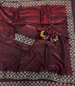 Maroon Color Diamond Work Space Silk Saree