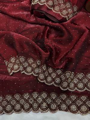 Maroon Color Diamond Work Space Silk Saree 3