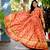 Orange Chinnon Printed Semi-Stitched Gown with Matching Printed Dupatta | Lightweight & Stylish Ethnic Wear