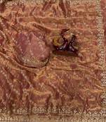 brown color embroidered space silk blend saree