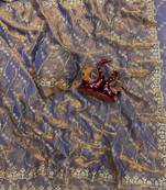 Grey Color Embroidered Space Silk Saree