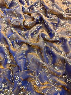 Grey Color Embroidered Space Silk Saree 3