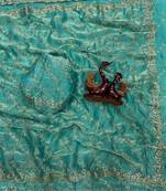 Sea Green Color Embroidered Space Silk Saree