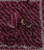 Wine Color Embroidered Space Silk Saree
