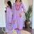 Lavender embroidered tesla suit set with floral organza dupatta