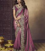 Purple embroidered fendi satin saree with satin blouse fabric || premium sarees || premium fabrics