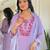 Lavender embroidered tesla suit set with floral organza dupatta
