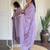 Lavender embroidered tesla suit set with floral organza dupatta