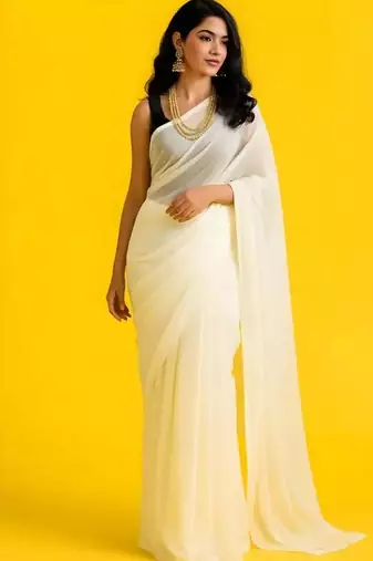 Solid/Plain Daily Wear Georgette Saree  (Multicolor)