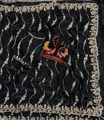 black color embroidered space silk blend saree