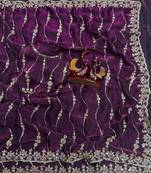 Plum Color Embroidered Space Silk Saree