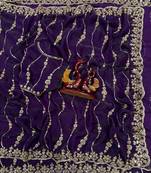 Purple Color Embroidered Space Silk Saree
