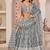 Grey Thread & Sequins Embroidery Work Net Lehenga