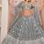 Grey Thread & Sequins Embroidery Work Net Lehenga