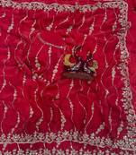 Red Color Embroidered Space Silk Saree