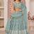 Sky Blue Thread & Sequins Embroidery Work Net Lehenga