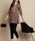 Multicolor women's pure cotton jaipuri printed short top