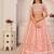 Peach Thread & Sequins Embroidery Work Net Lehenga