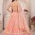 Peach Thread & Sequins Embroidery Work Net Lehenga