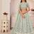 Pista Green Thread & Sequins Embroidery Work Net Lehenga