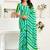 Green linen printed ready to wear one minute saree | stripes print designer saree with unstitched blouse