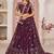 Wine Thread & Sequins Embroidery Work Net Lehenga