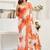 Orange linen printed designer border one minute saree with unstitched blouse for casual & daily wear