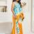 Aqua blue linen printed tie dye designer saree with zari border one minute saree blouse