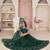 Dark Green Thread & Sequins Embroidery Work Net Lehenga
