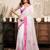 White linen ready-to-wear saree with printed work floral print one minute saree with unstitched blouse