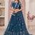 Prussian Blue Thread & Sequins Embroidery Work Net Lehenga