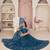 Prussian Blue Thread & Sequins Embroidery Work Net Lehenga