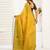 Yellow linen printed one minute saree with stylish border & blouse fabric | easy draping ready wear saree
