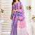 Pink linen stripes print one minute saree with printed pallu and contrast border | fashion party saree