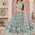 Cadet Blue Thread & Sequins Embroidery Work Net Lehenga