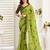 Green one minute linen saree printed dots design party wear ready to wear saree with unstitched blouse