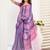 Pink linen stripes print one minute saree with printed pallu and contrast border | fashion party saree