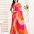 Multi-colored linen printed ready to wear designer one minute saree with unstitched blouse for party wear