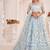 Light Blue Thread & Sequins Embroidery Work Net Lehenga