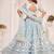 Light Blue Thread & Sequins Embroidery Work Net Lehenga