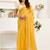 Yellow linen printed one minute saree with zari border | ready to wear designer saree