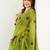 Green one minute linen saree printed dots design party wear ready to wear saree with unstitched blouse