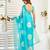 Aqua designer linen floral print saree ready to wear one minute style with printed blouse