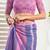 Pink linen stripes print one minute saree with printed pallu and contrast border | fashion party saree