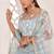 Light Blue Thread & Sequins Embroidery Work Net Lehenga