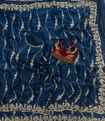 Teal Color Embroidered Space Silk Saree