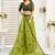 Green one minute linen saree printed dots design party wear ready to wear saree with unstitched blouse
