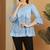Sky blue women's pure cotton hand painted short top